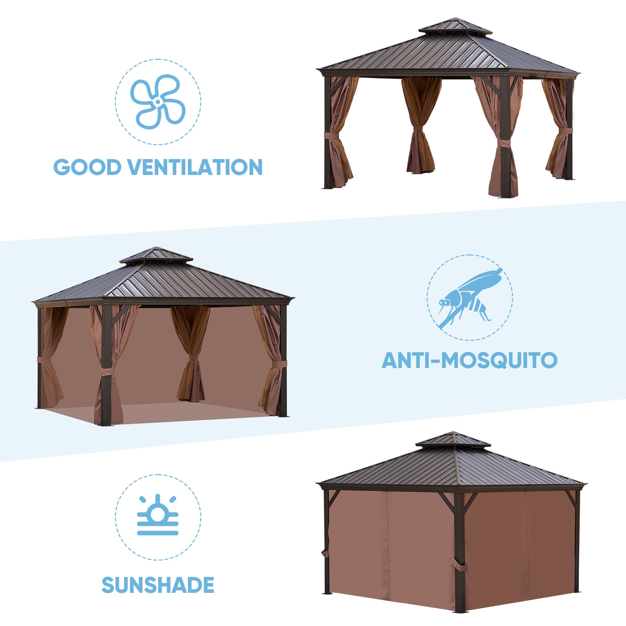 Brown Gazebo (Powder Coated) Doba